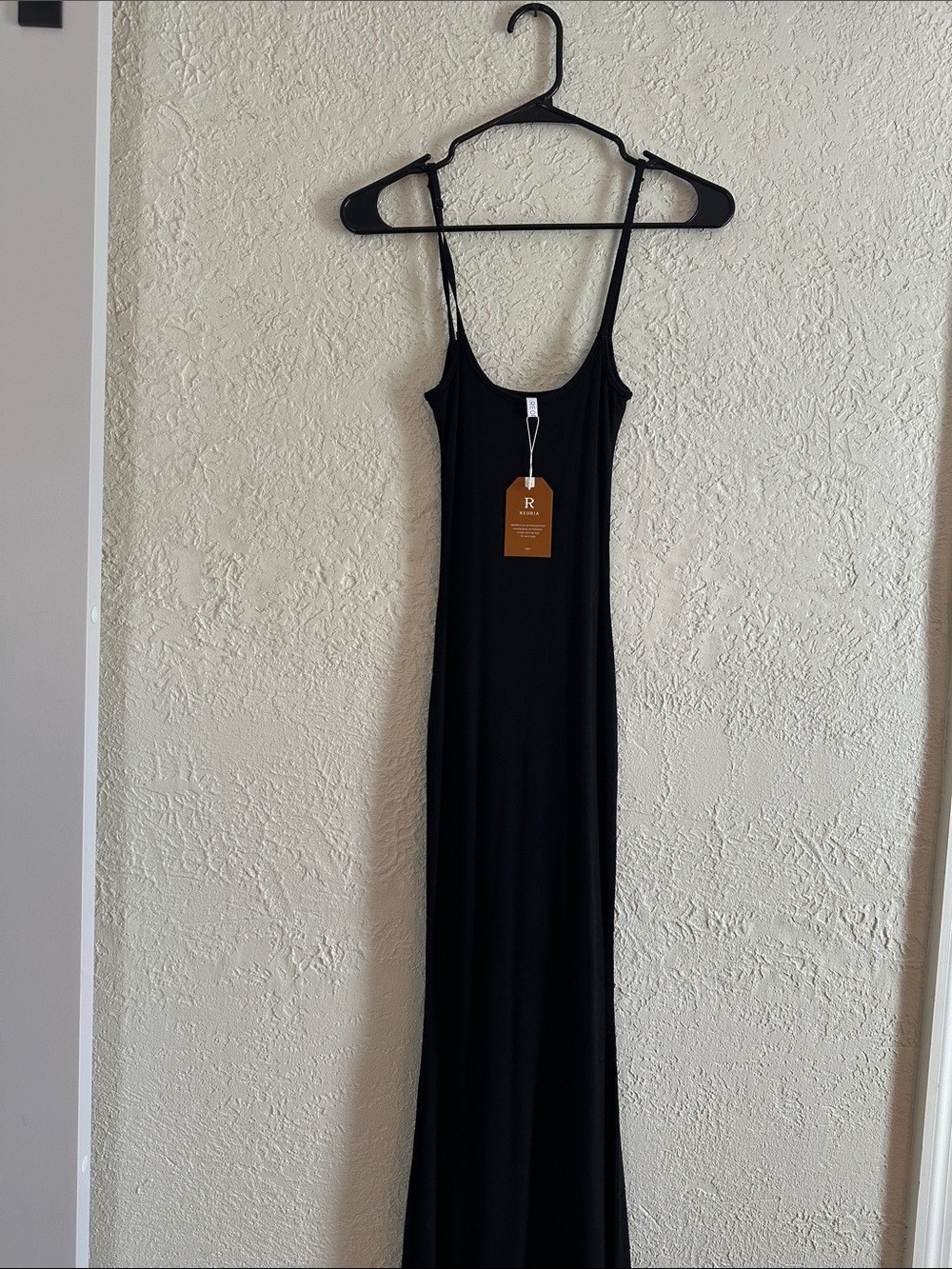 Essentials Black Maxi Slip Dress with Slim Straps